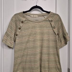 Striped Button-Detail Top